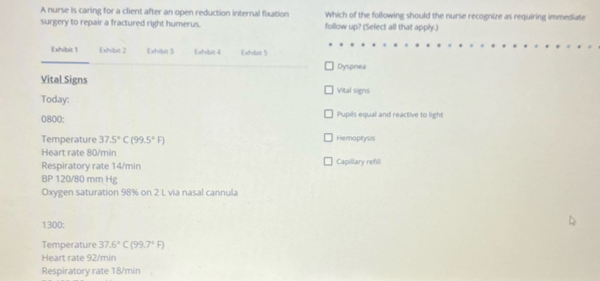 A nurse is caring for a client after an open