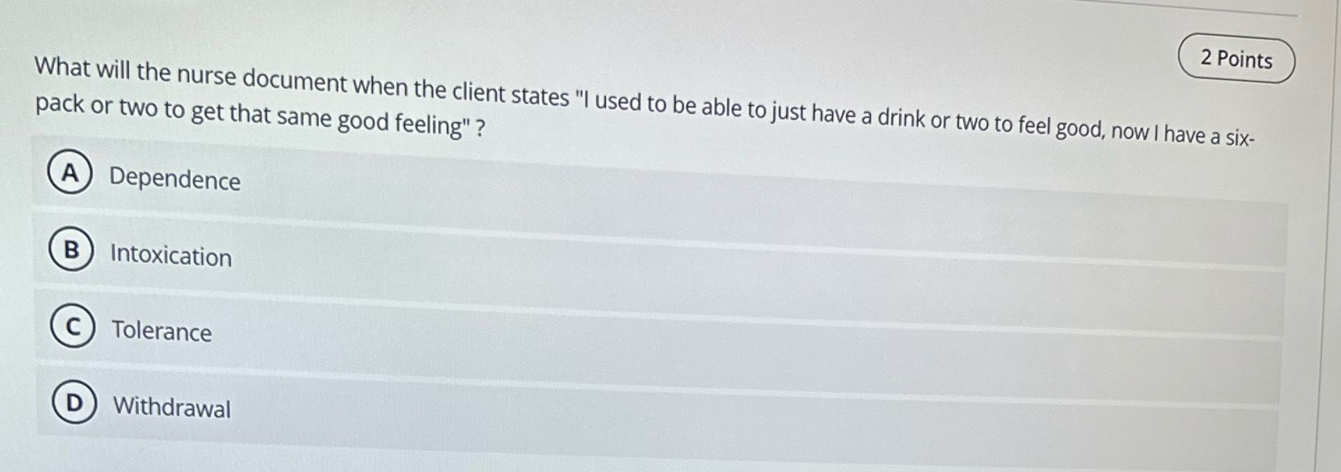 Search 2 Points What will the nurse document when