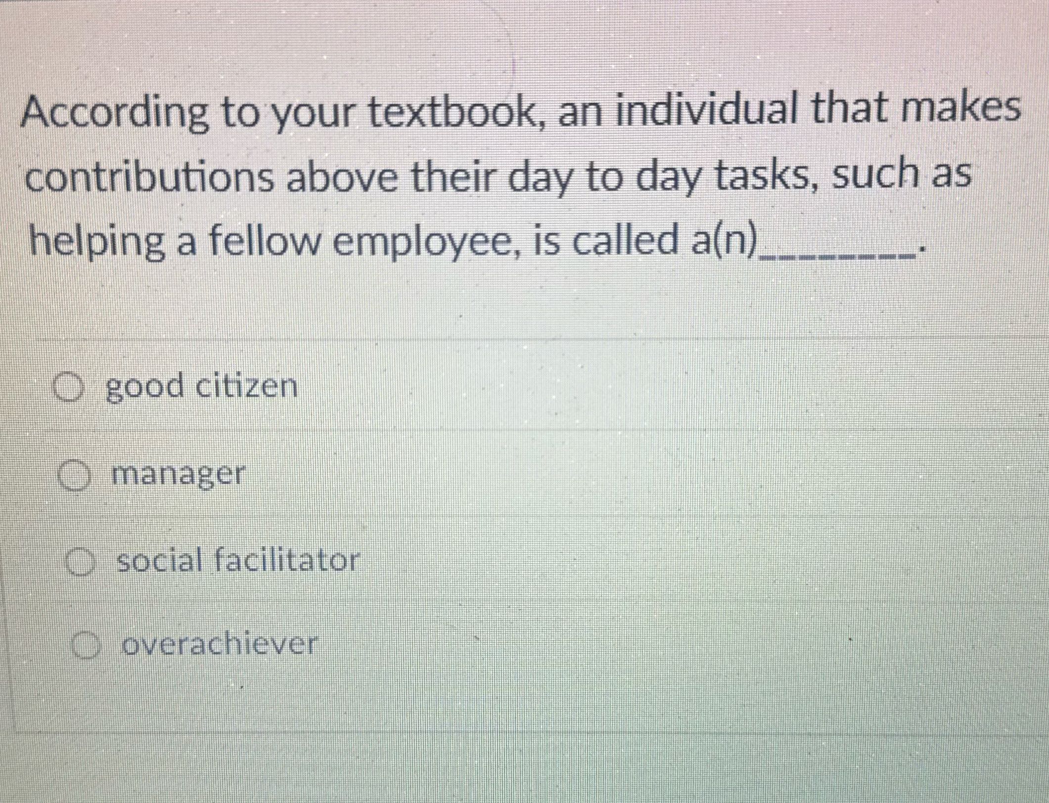 According to your textbook, an individual that