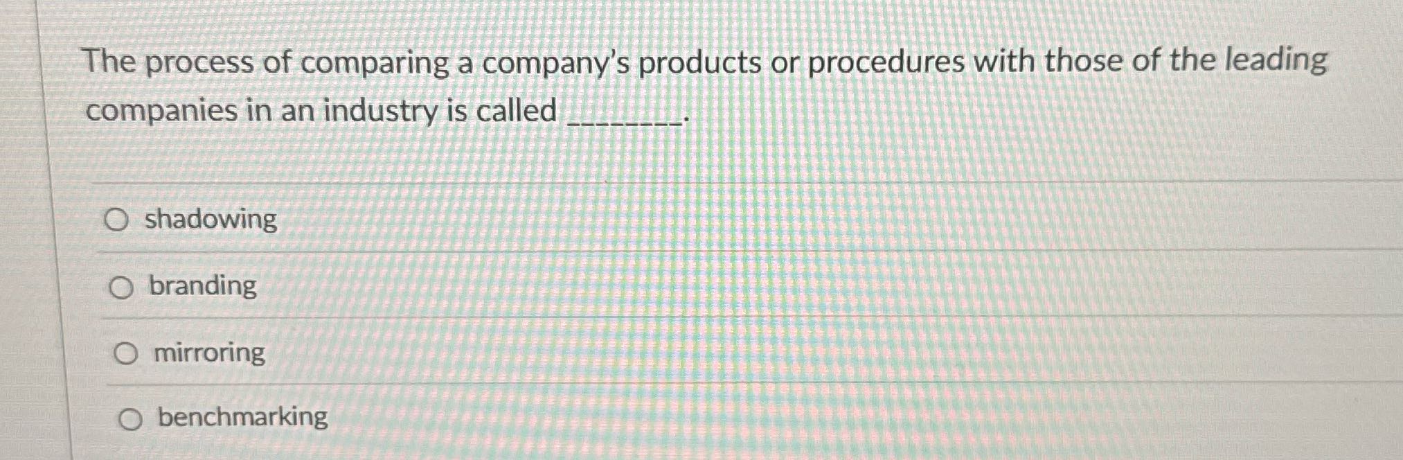 The process of comparing a company's