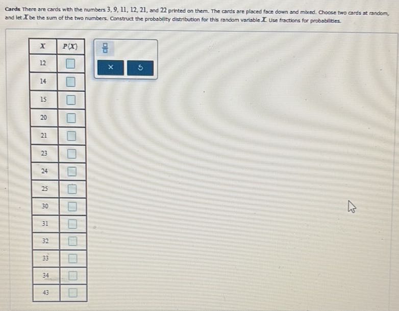 Cards There are cards with the numbers 3. 9, 11,