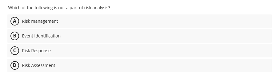 1 Which of the following is not a part of risk