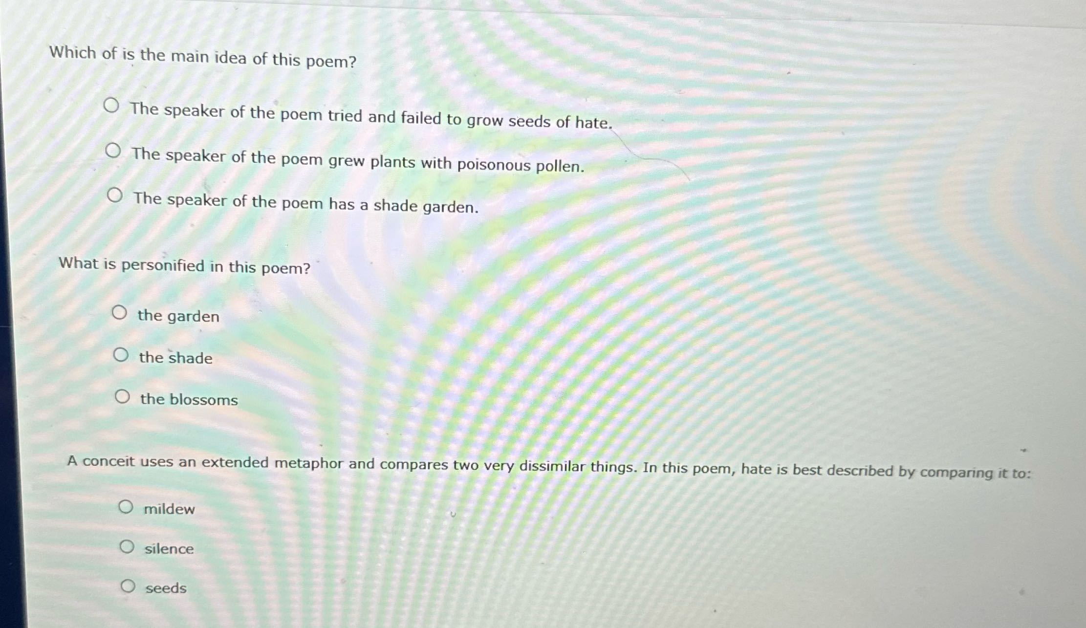 Which of is the main idea of this poem? O The