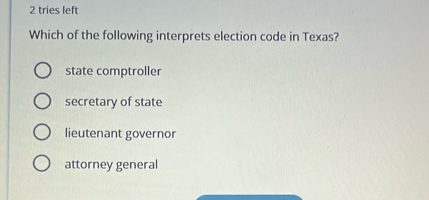 2 tries left Which of the following interprets