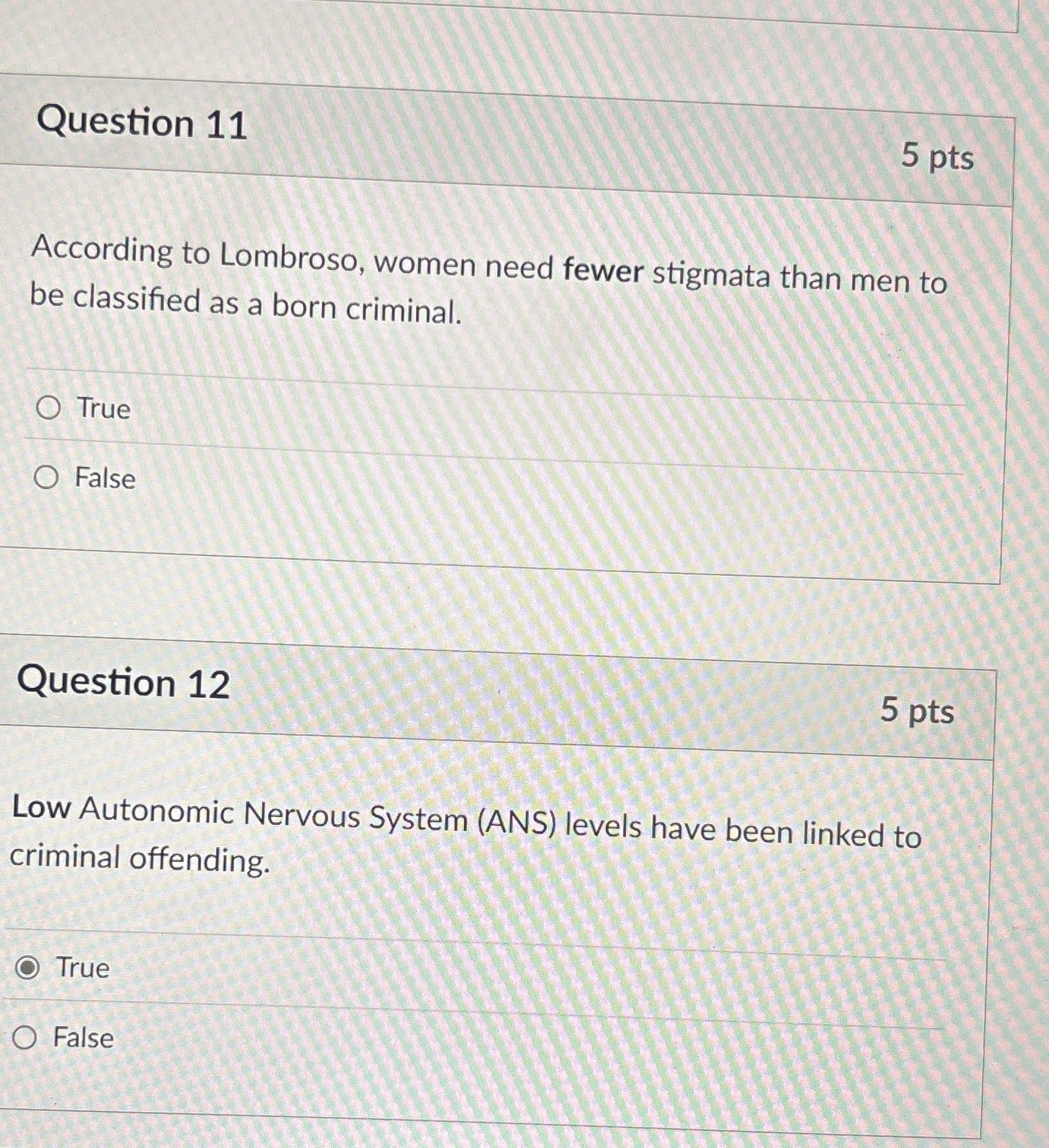 Choose the correct answer Question 11 5 pts