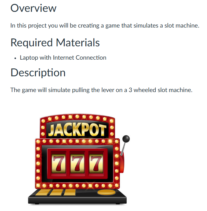 Overview In this project you will be creating a