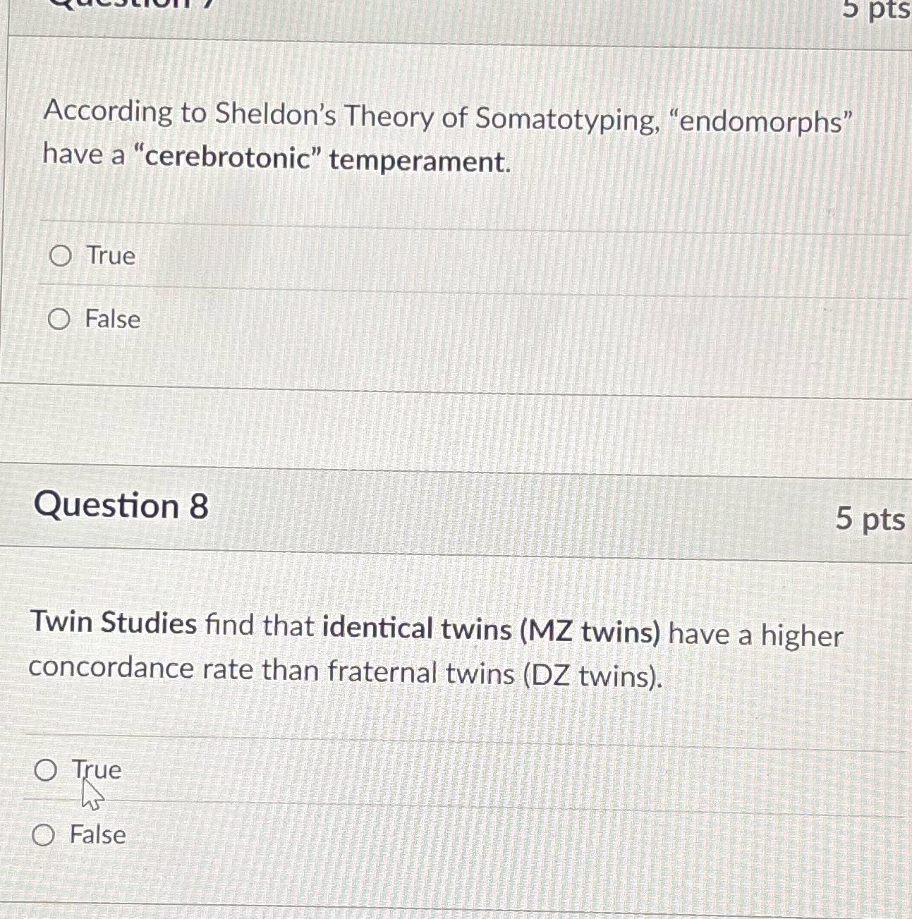 Pick the correct answer 5 pts According to