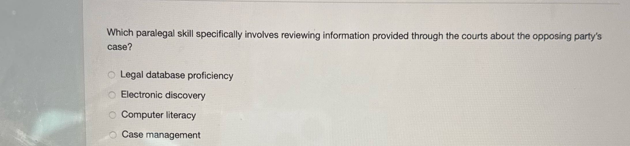 Which paralegal skill specifically involves