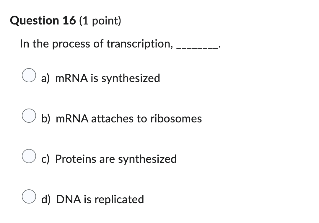 answer please Question 16 (1 point) In the