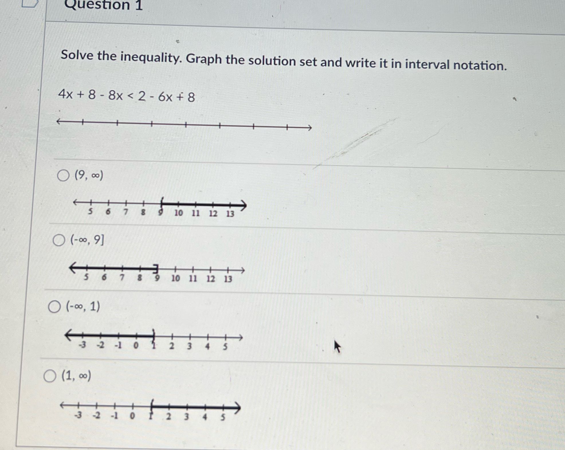 Question 1 Solve the inequality. Graph the