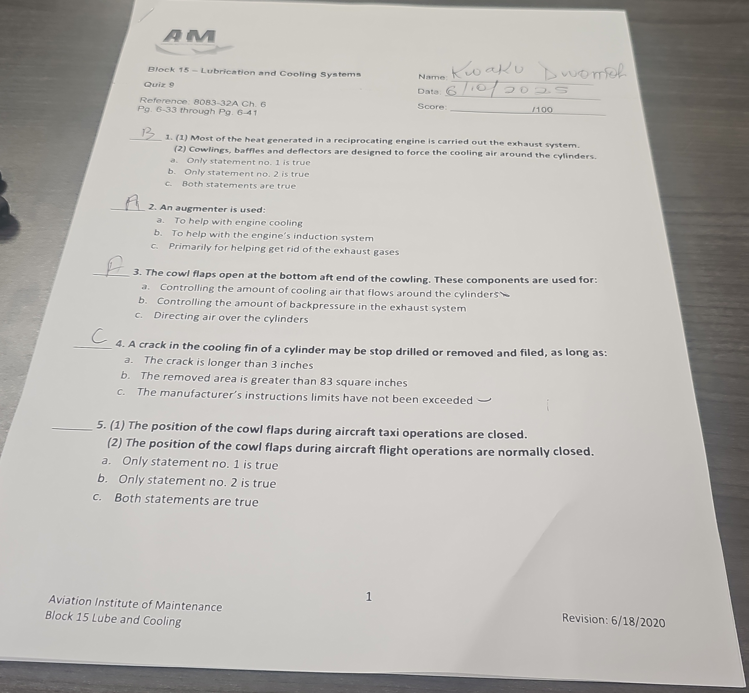 AM Block 15 - Lubrication and Cooling Systems