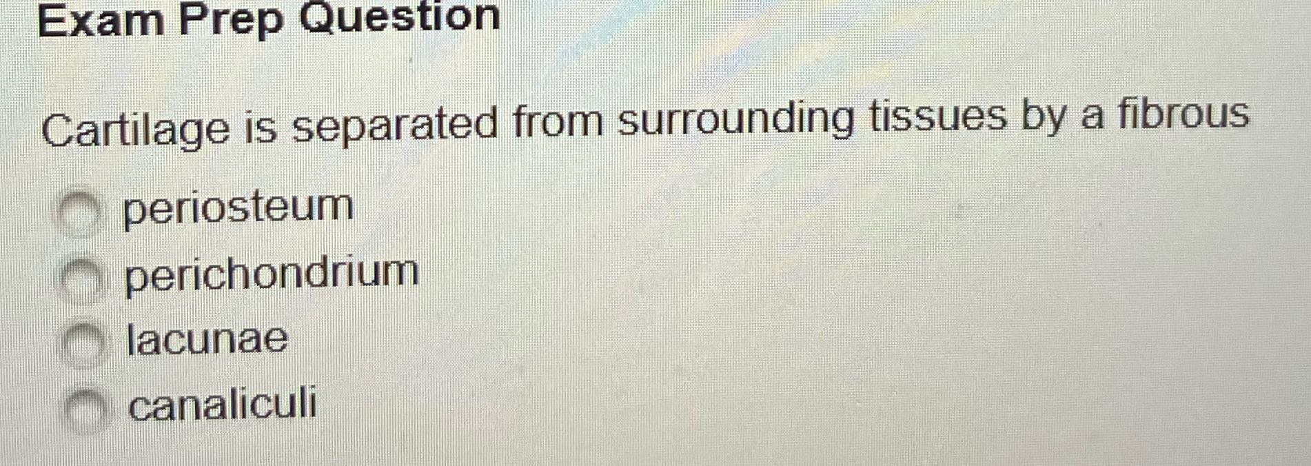 Exam Prep Question Cartilage is separated from