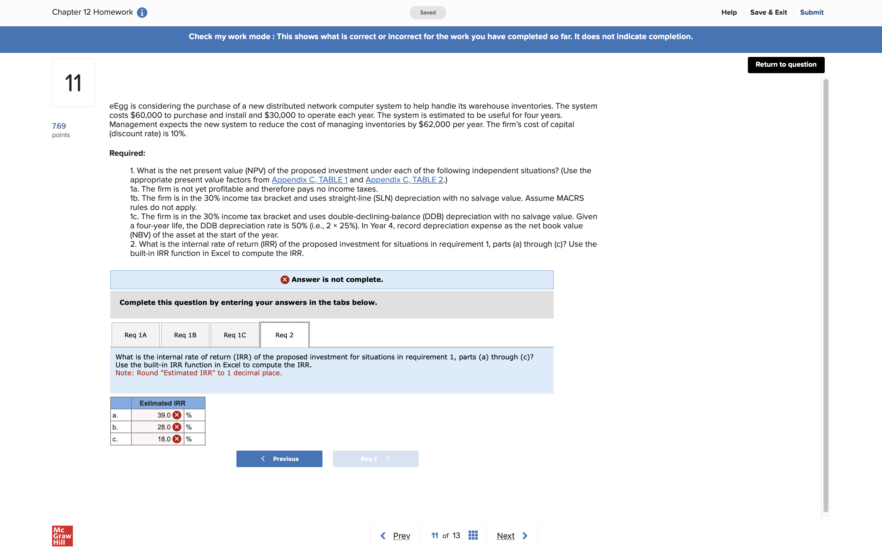 Chapter 12 Homework @ 11 769 points eBook 8 Hint