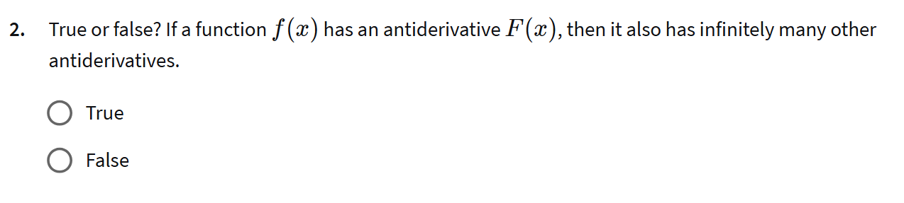 answer 2. True or false? If a function f ( ) has