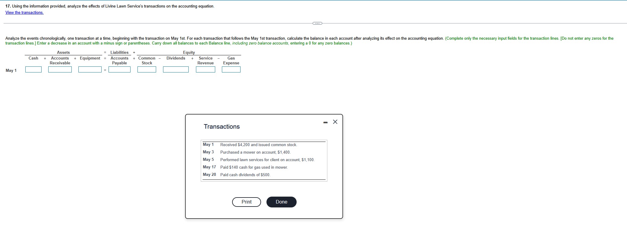 answer all parts 17. Using the information