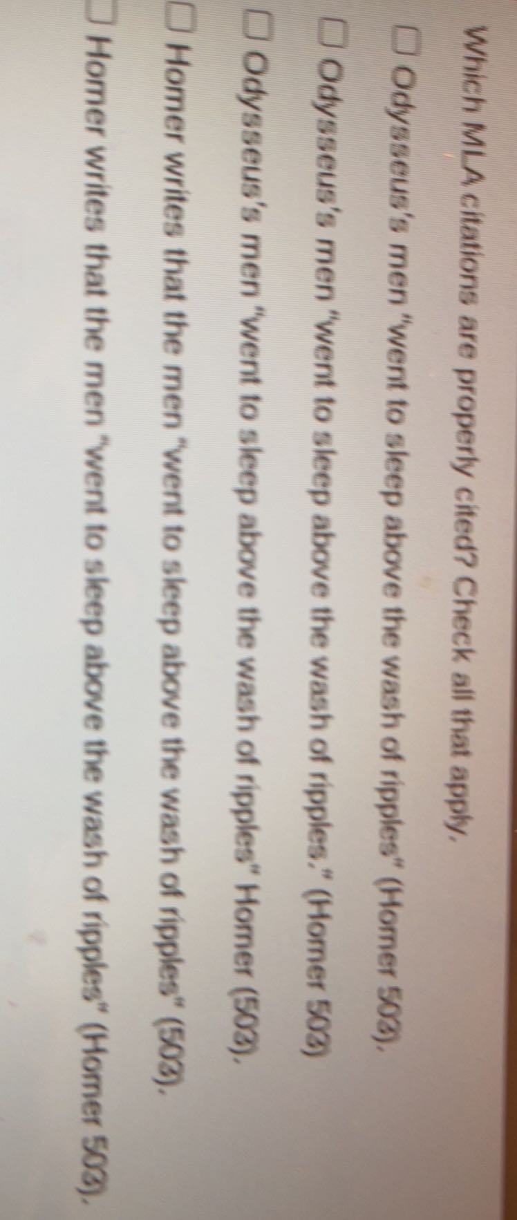 Which MLA citations are properly cited? Check all