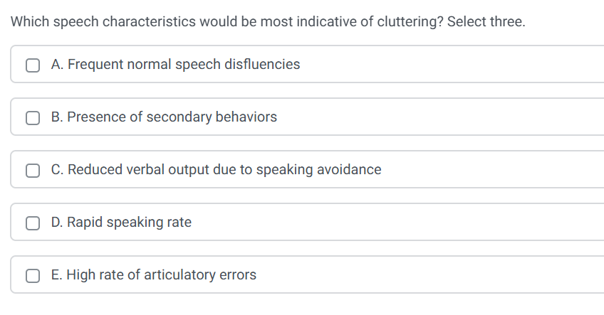 answer question Which speech characteristics