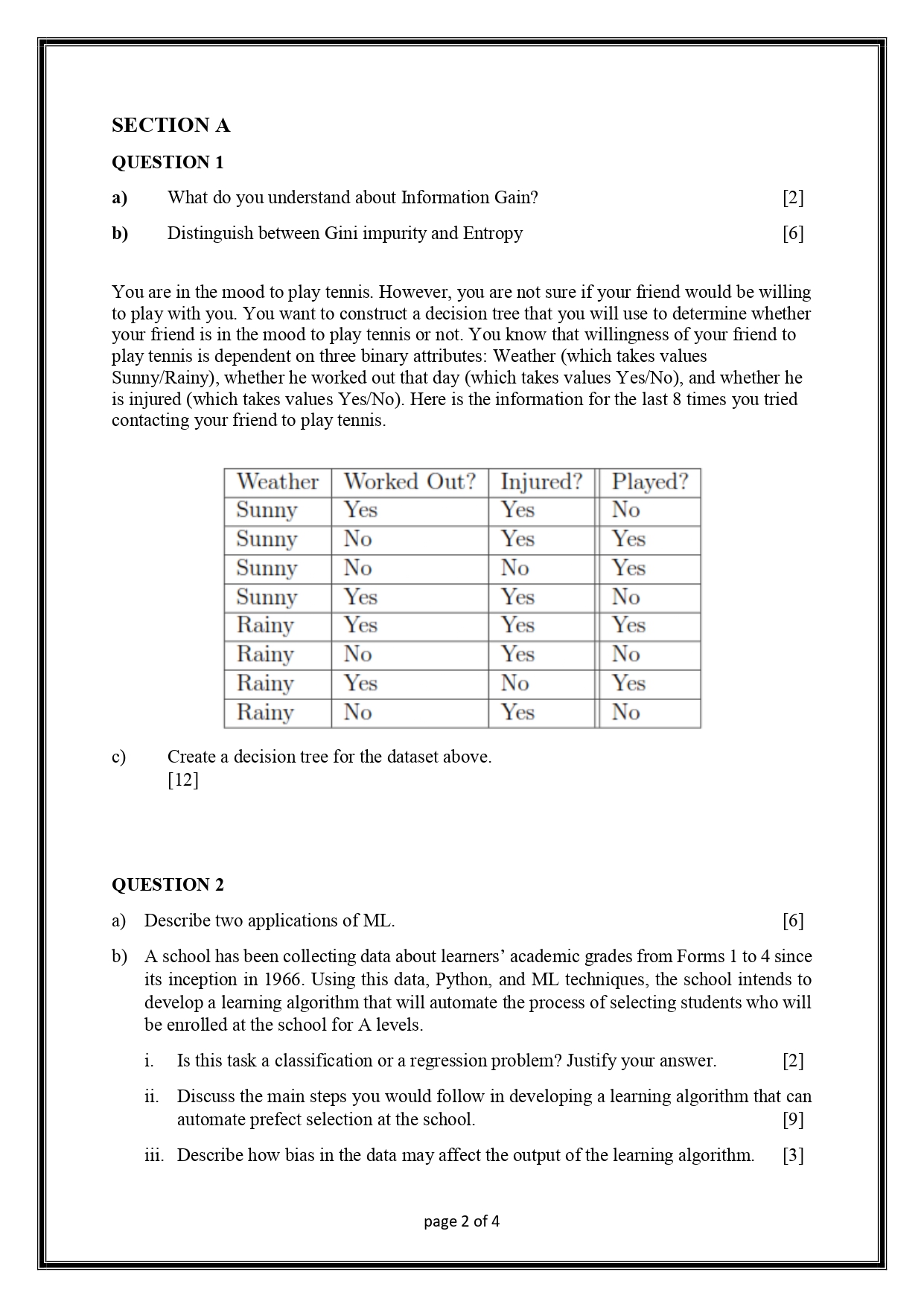 SECTION A QUESTION 1 a) What do you understand
