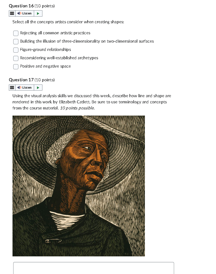 Question 16 (10 points) Listen Select all the