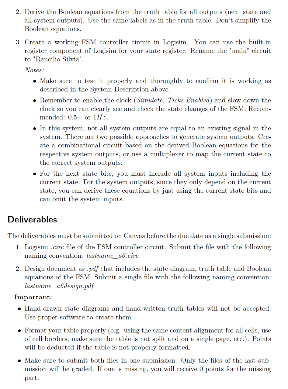 System Description & State Diagram First task:
