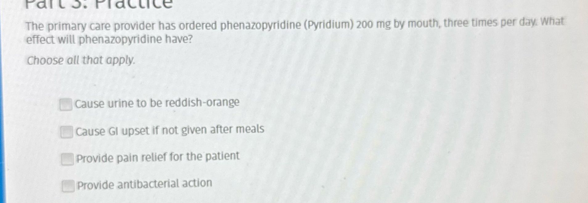Farts. Practice The primary care provider has