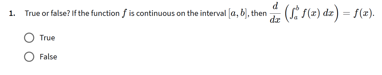 answer d 1. True or false? If the function f is