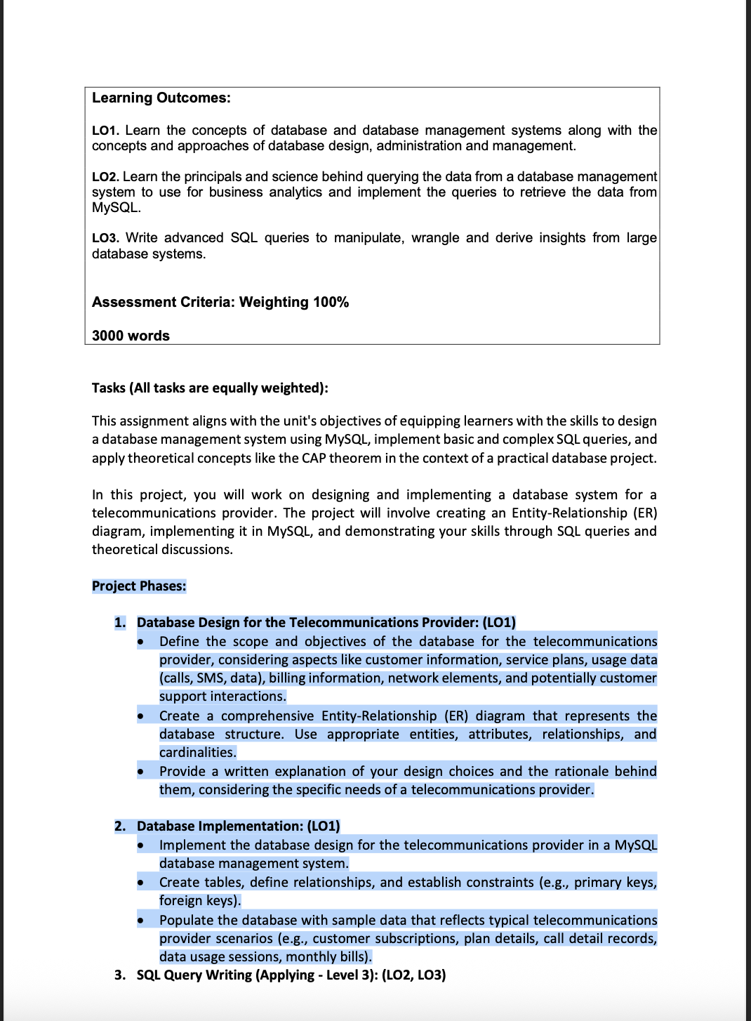 Learning Outcomes: LO1. Learn the concepts of