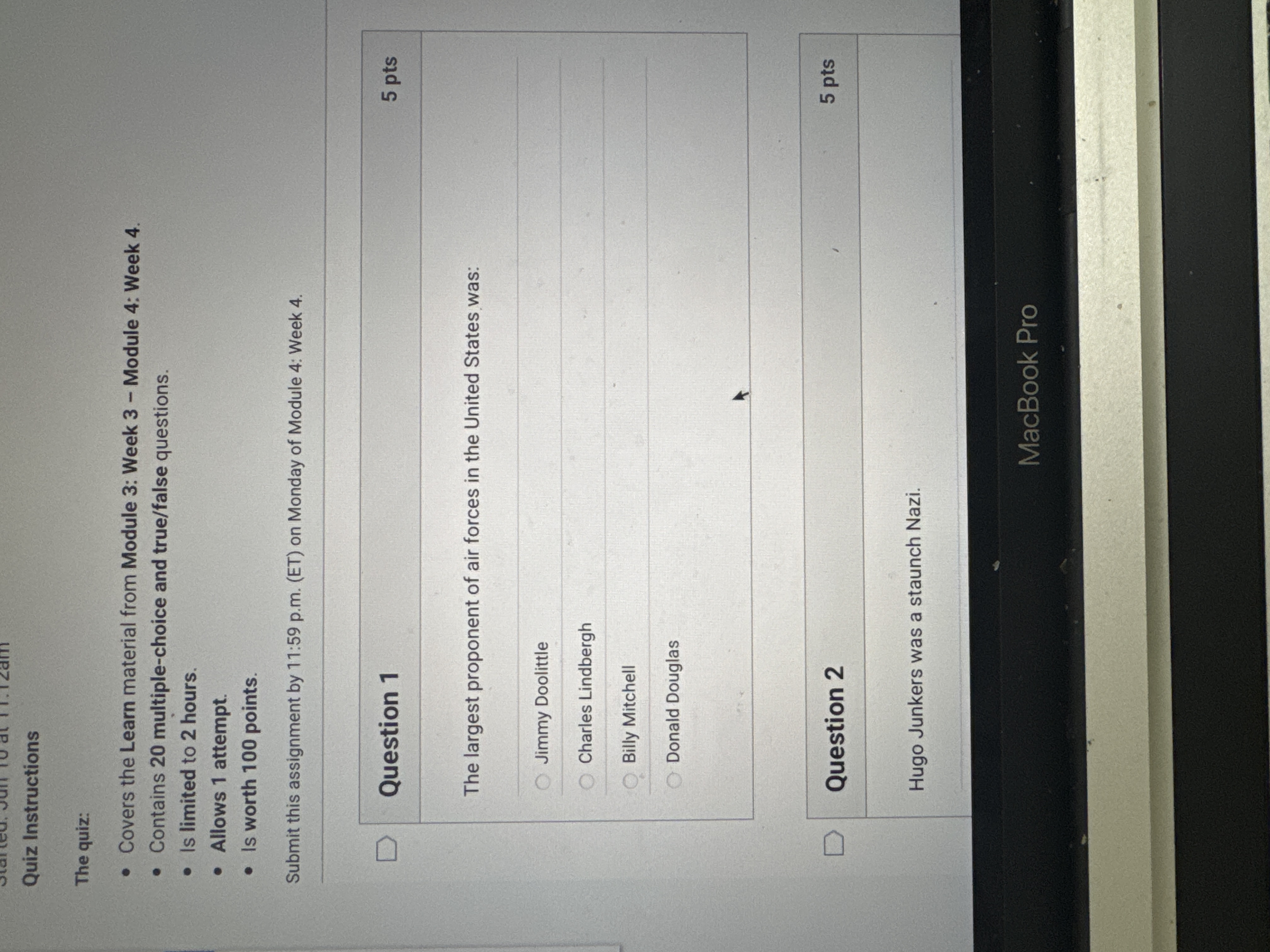 Answer Quiz Instructions The quiz: . Covers the