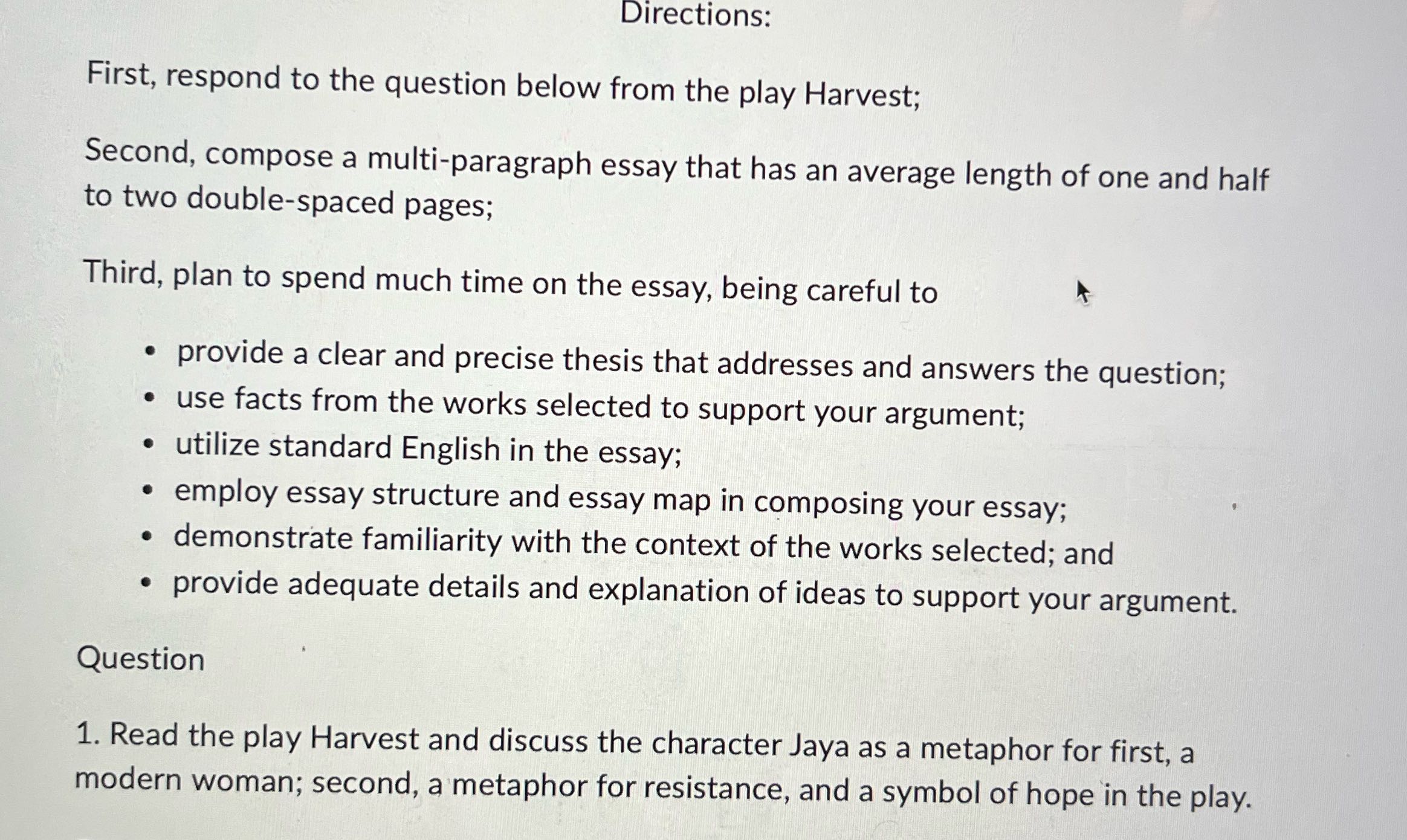 Directions: First, respond to the question below