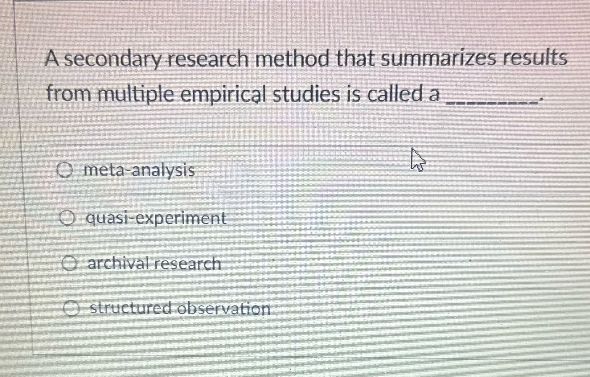 A secondary research method that summarizes