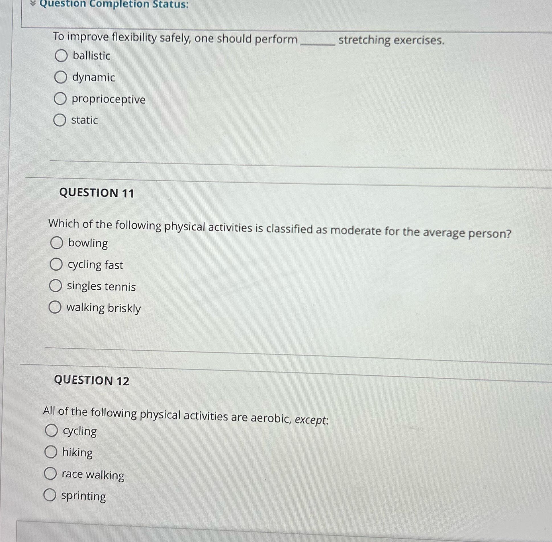 Question Completion Status: To improve