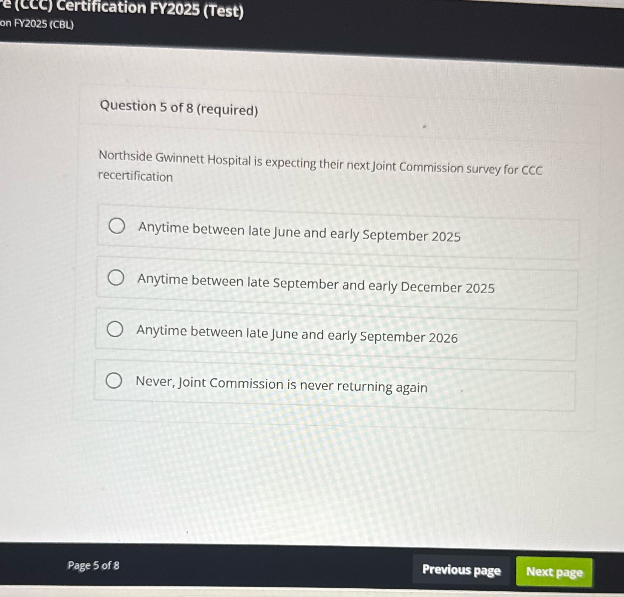 e (CCC) Certification FY2025 (Test) on FY2025