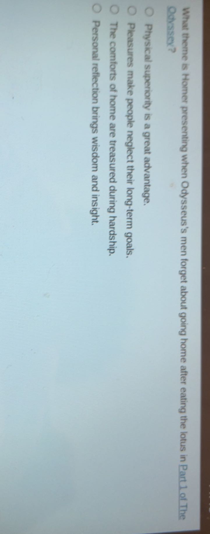 What theme is Homer presenting when