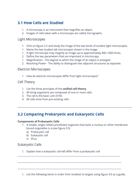 3.1 How Cells are Studied1. A microscope is an
