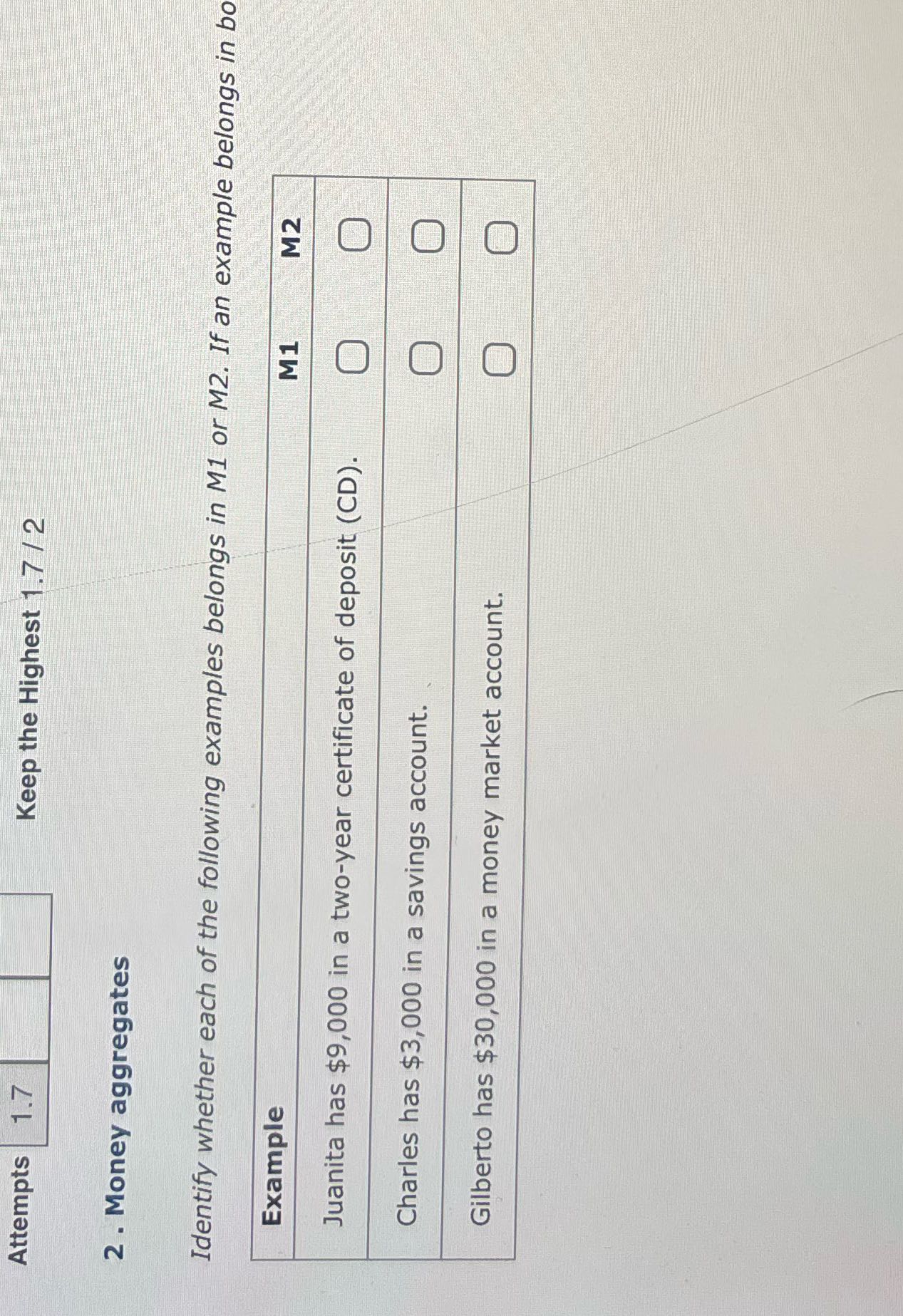 Attempts 1.7 Keep the Highest 1.7 / 2 2 . Money