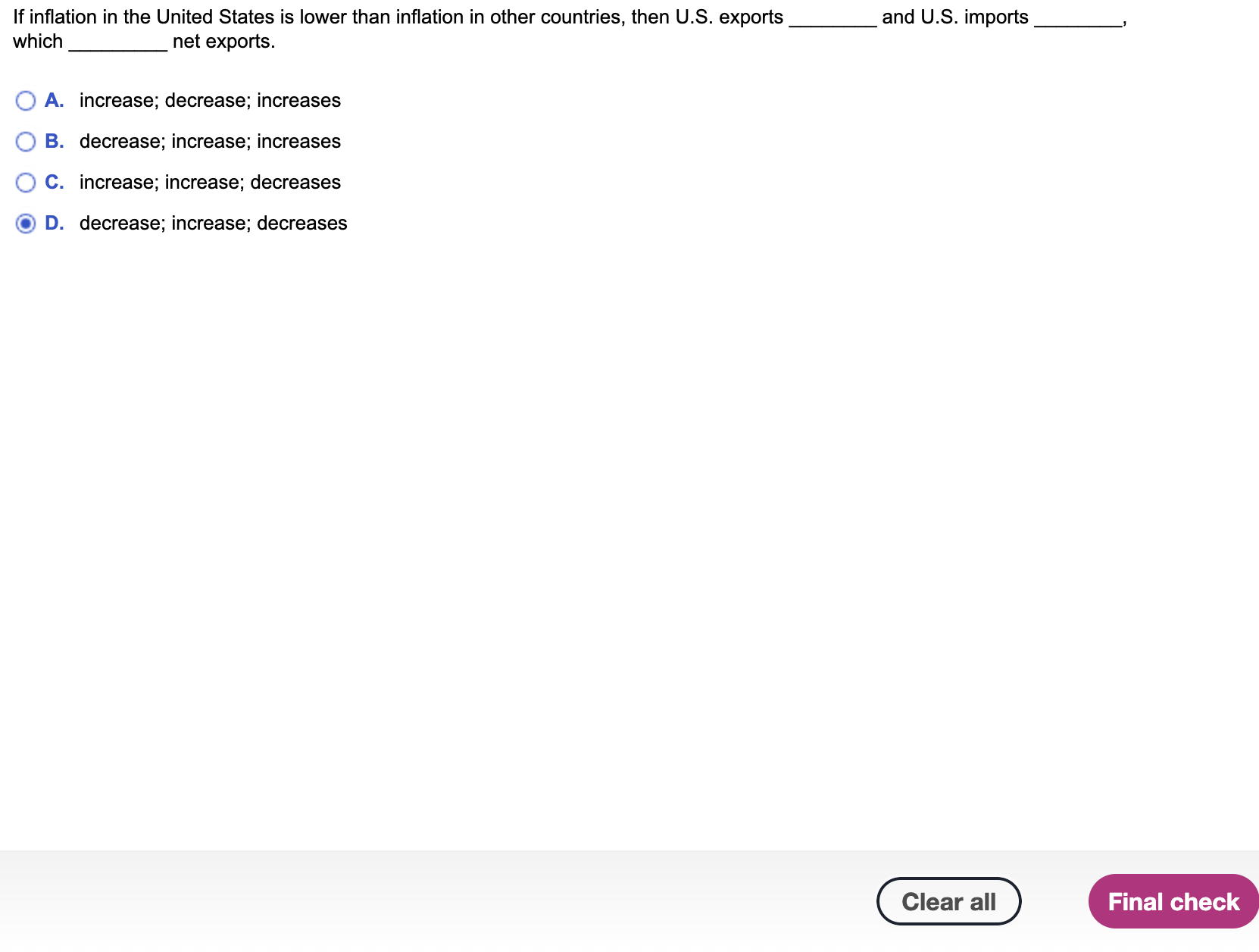 If inflation in the United States is lower than