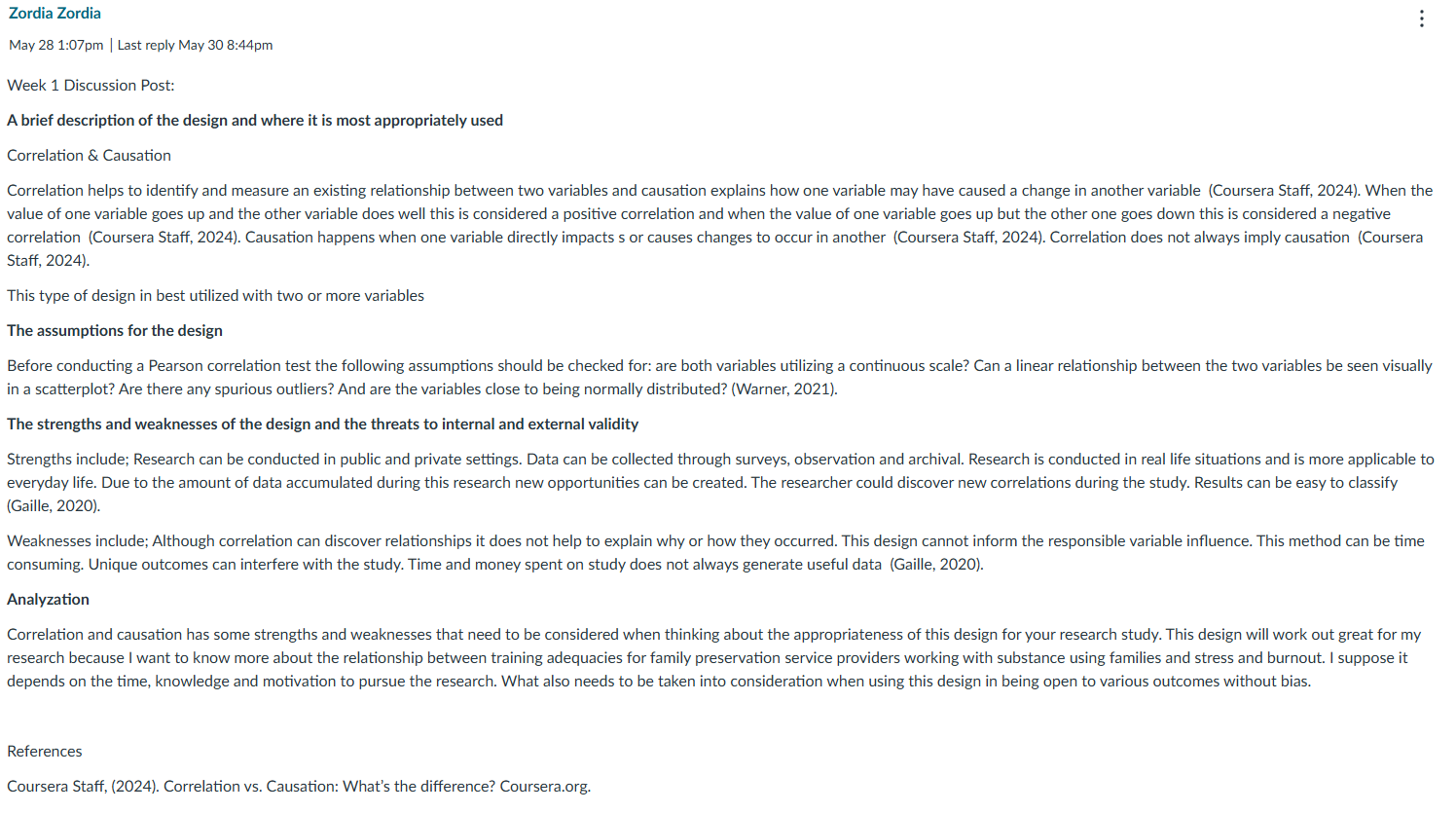 write a response to this discussion post, use