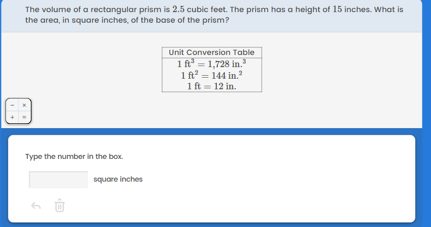 The volume of a rectangular prism is 2.5 cubic