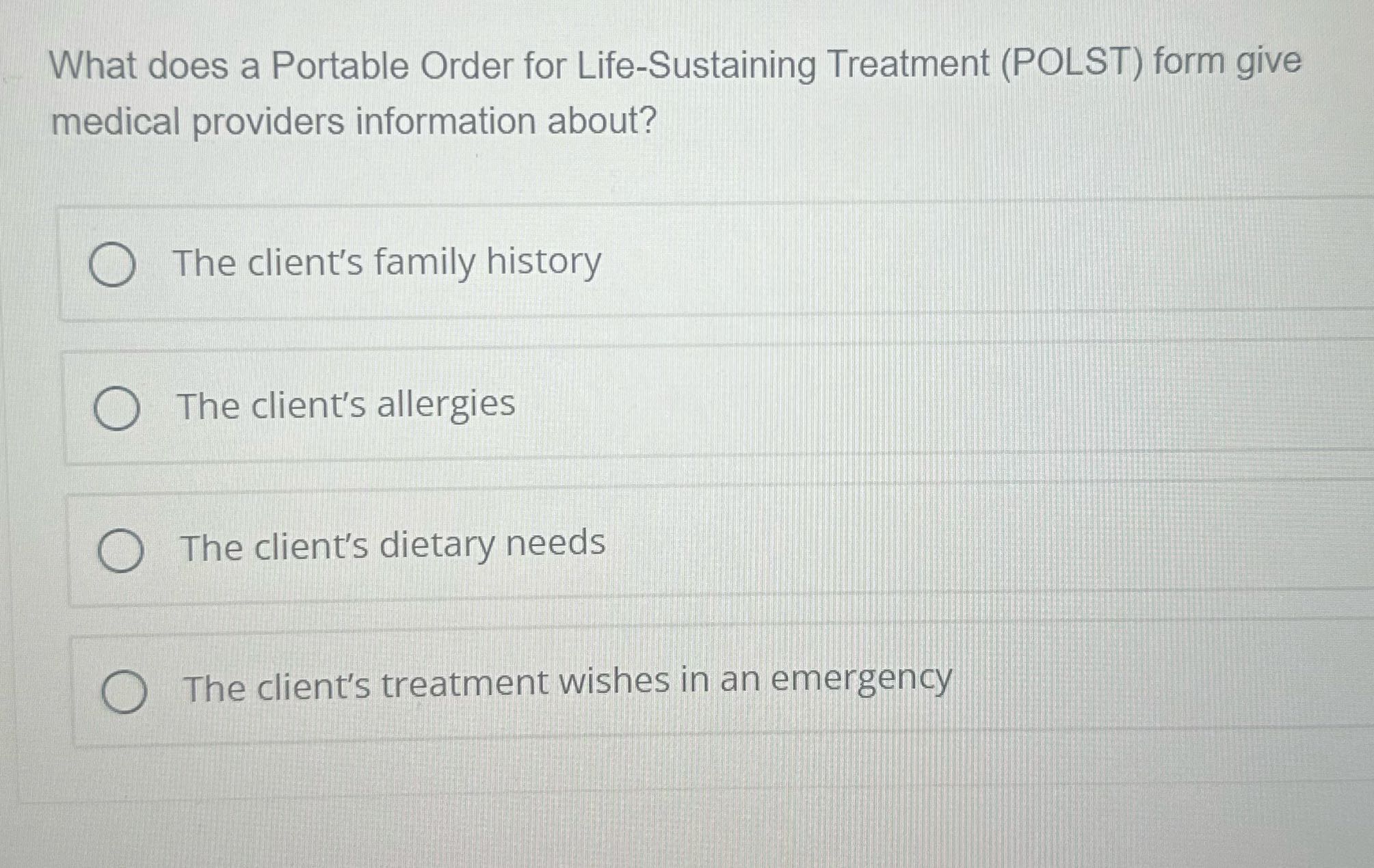 What does a Portable Order for Life-Sustaining