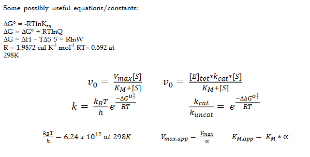 Some possibly useful equations/ constants; AGO =