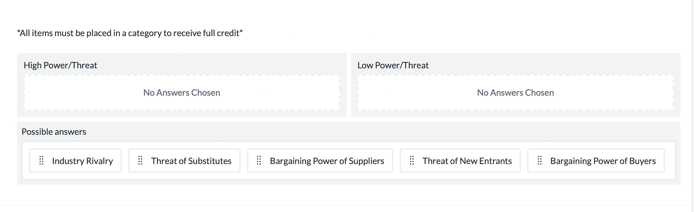 placed in a category *Allitems must be placed in