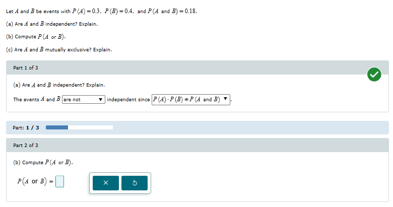 mth Let A and B be events with P (4) =0.3, P(B)