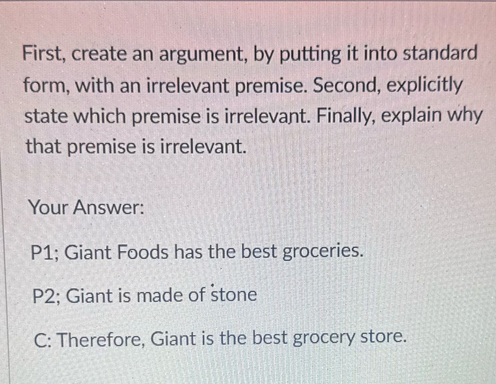First, create an argument, by putting it into