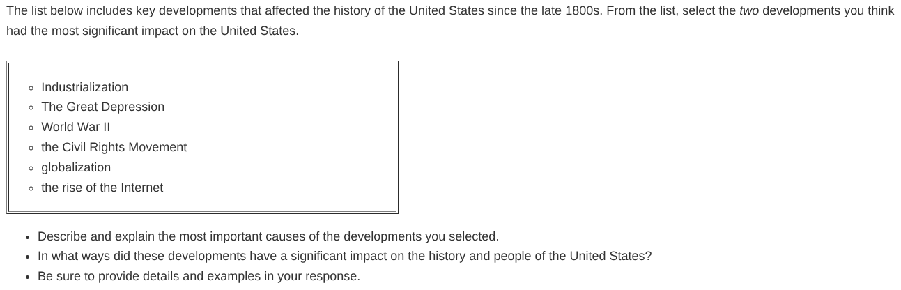 The list below includes key developments that