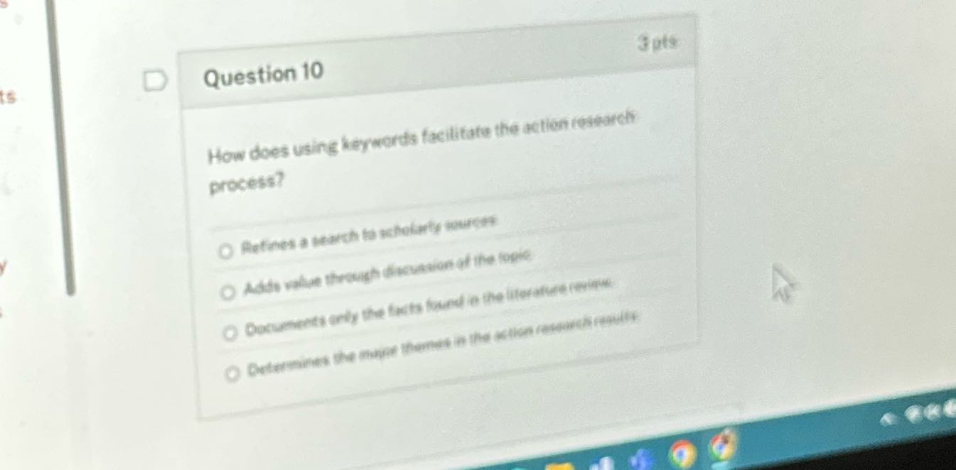 D Question 10 3pts How does using keywords