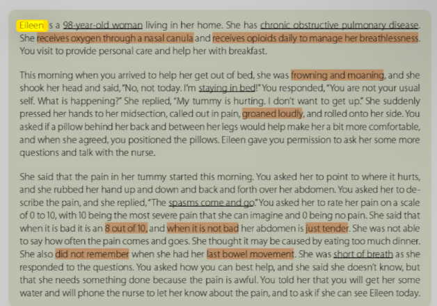 Symptoms (record information gathered with the