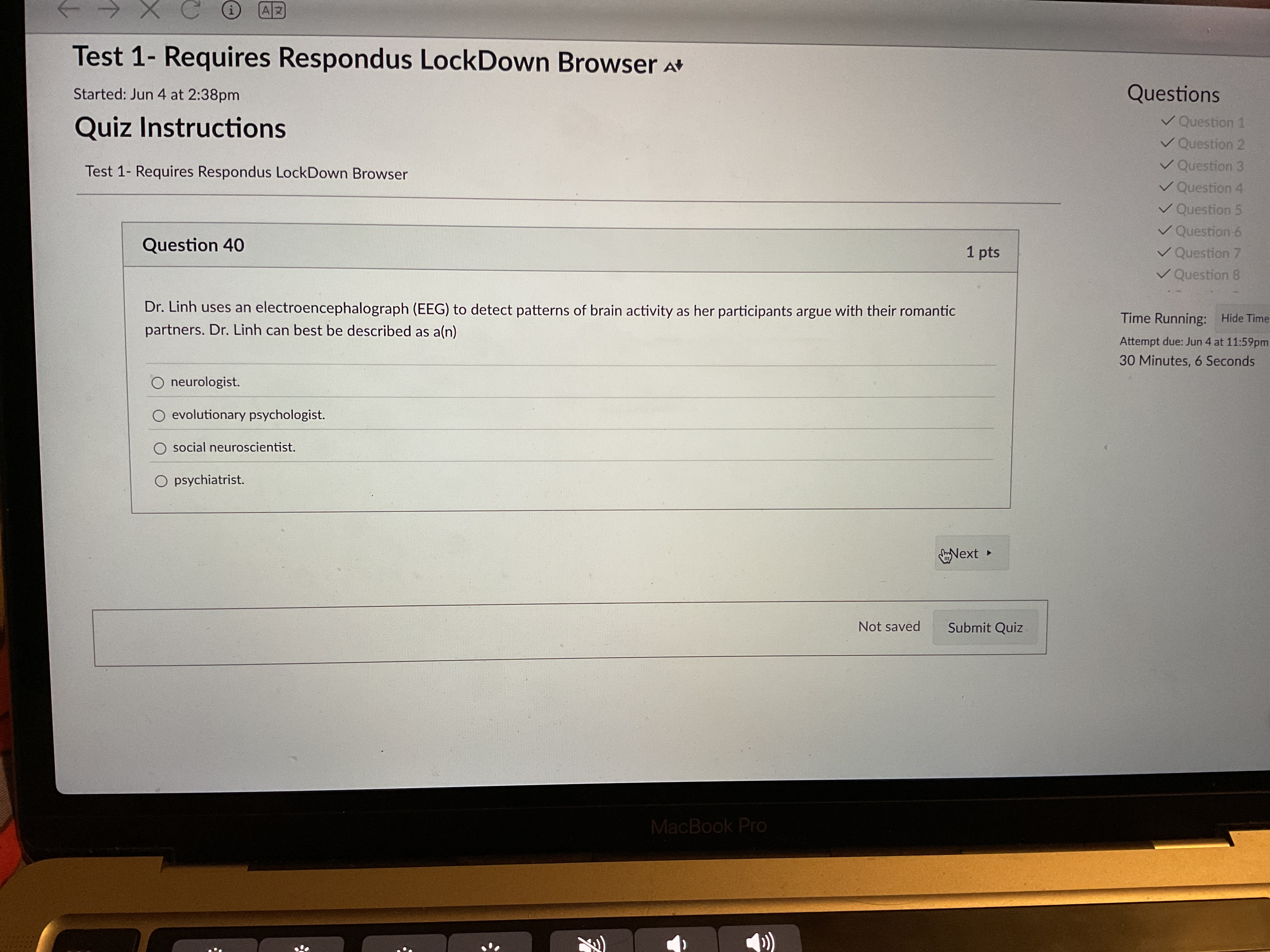 answer Test 1- Requires Respondus LockDown