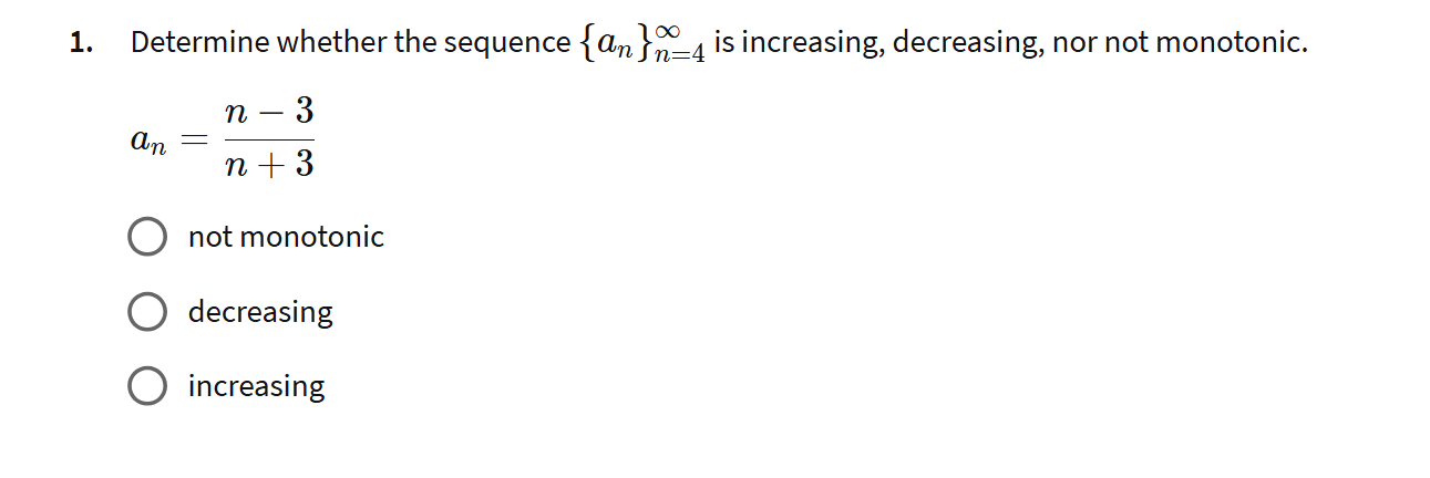 answer 1. Determine whether the sequence {An ed