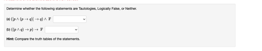 Determine whether the following statements are