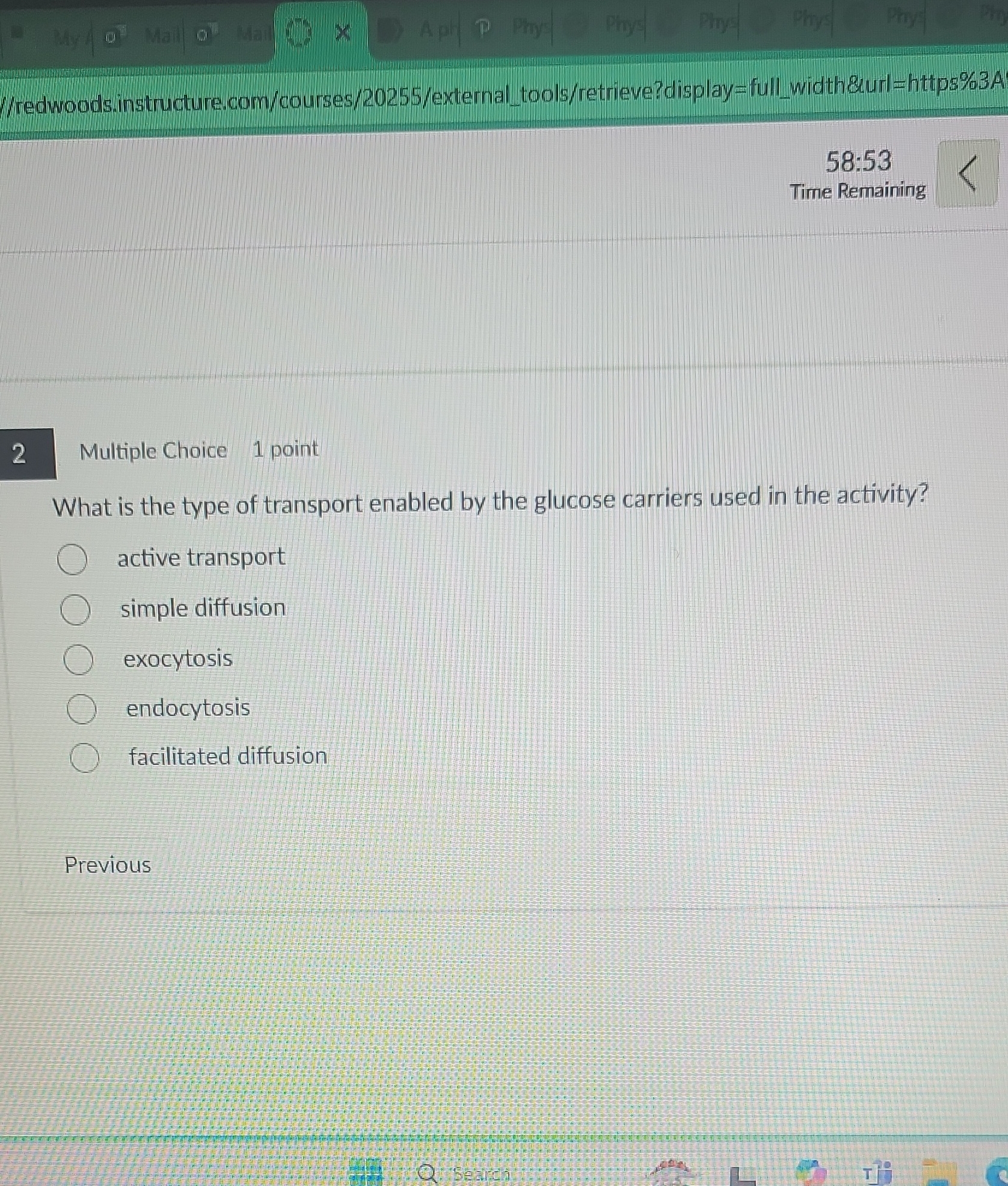 A ph Phy Phys Phy Phy 58:53 Time Remaining 2